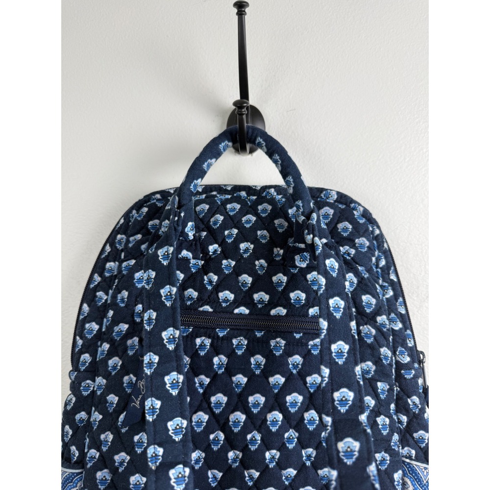Vera Bradley Mini Backpack Navy Blue Quilted Floral Cotton Adjustable Straps - Picture 7 of 15